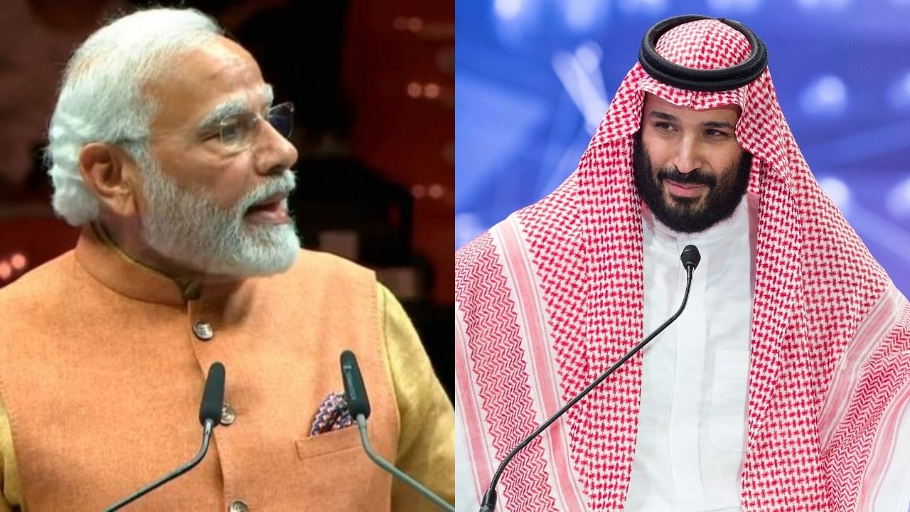 PM Modi (L) and Saudi Crown Prince Mohammed bin Salman. Credit: Agency Photos