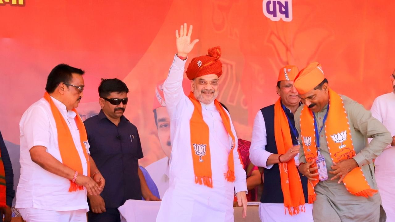 Amit Shah was addressing a rally at Siddhpur town in Patan district of Gujarat organised to mark nine years of the Modi government. Credit: Twitter/@AmitShah