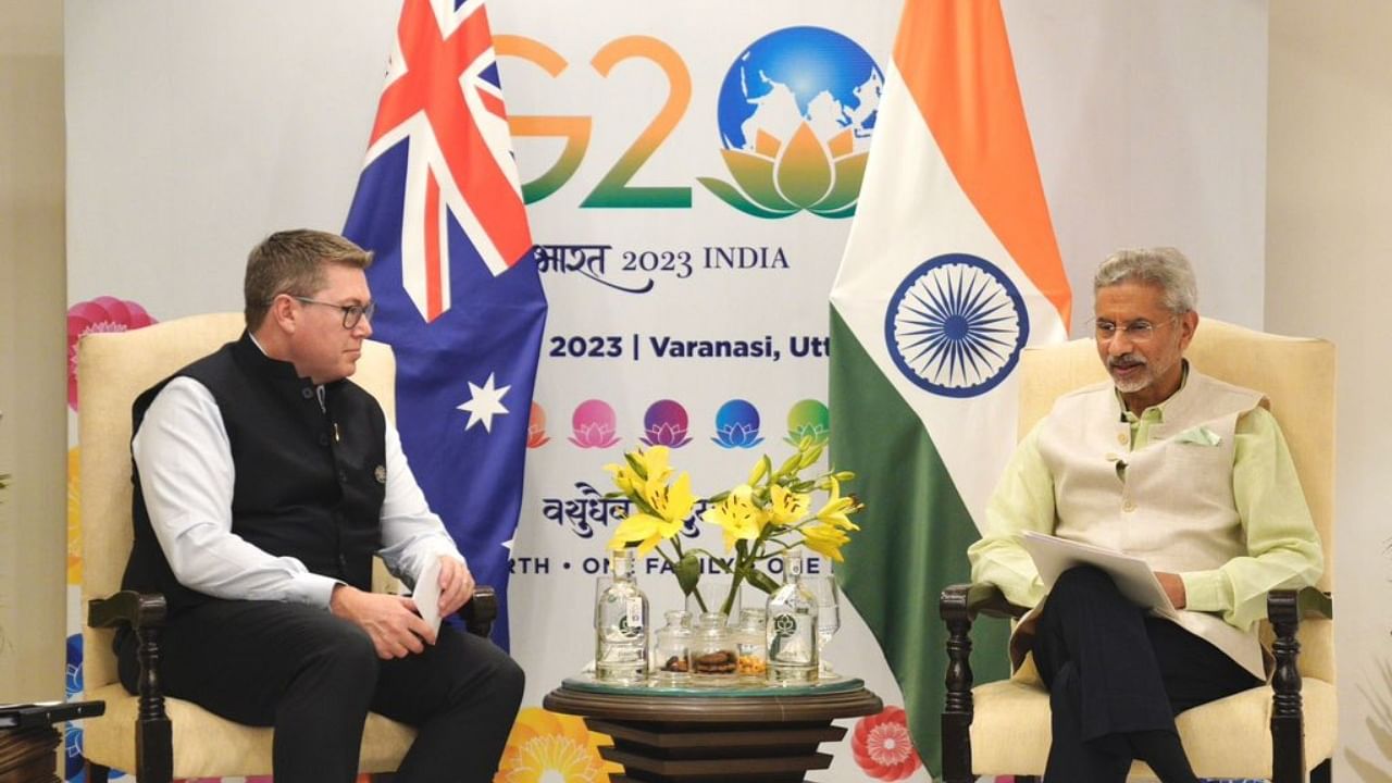 EAM S Jaishankar with Australian Development Minister Pat Conroy. Credit: Twitter/@DrSJaishankar