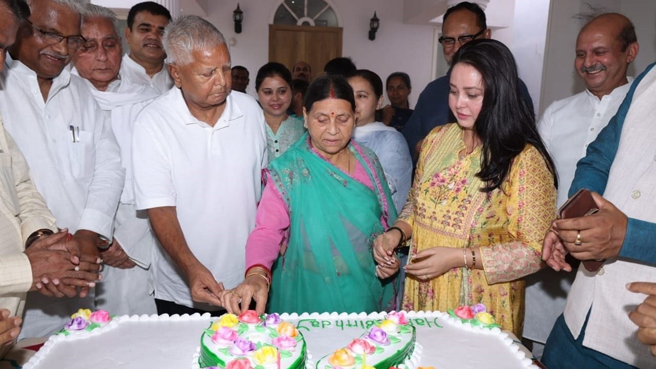 Rashtriya Janata Dal President Lalu Prasad Yadav celebrates his 76th birthday with his family members. Credit: IANS Photo