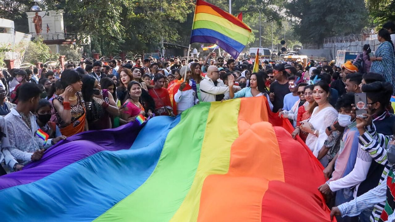 LGBTQ members take part in a pride parade, in Nagpur. Credit: PTI Photo