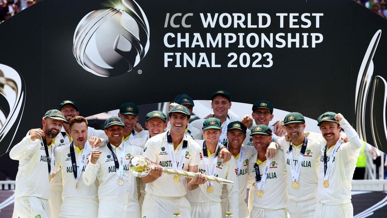 Australia celebrate with the ICC Test Mace. Credit: Reuters Photo