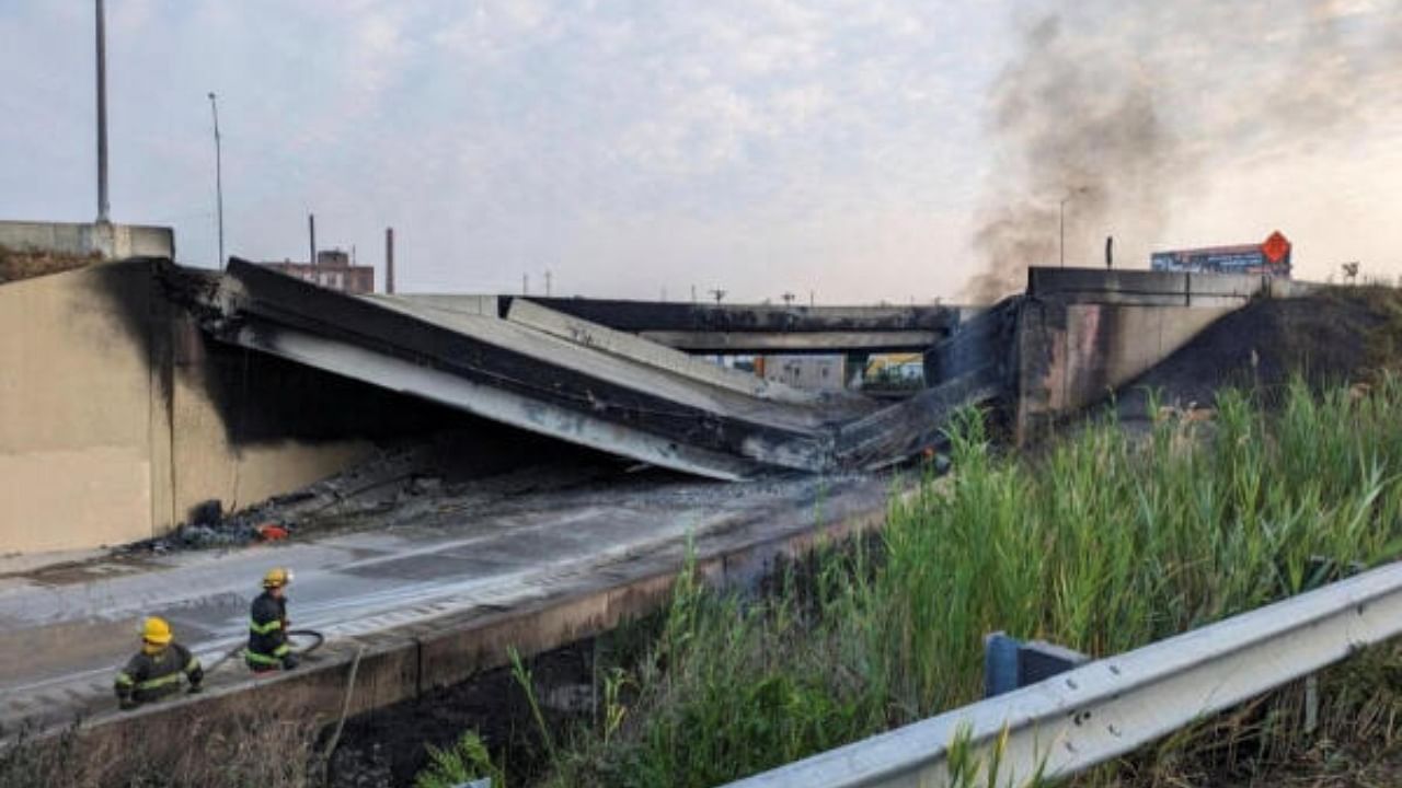 Fire under overpass leads to partial I-95 collapse in Philadelphia. Credit: Reuters Photo