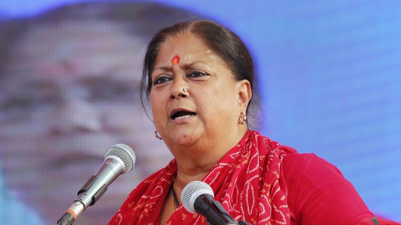 Former Rajasthan Chief Minister Vasundhara Raje. credit: PTI Photo