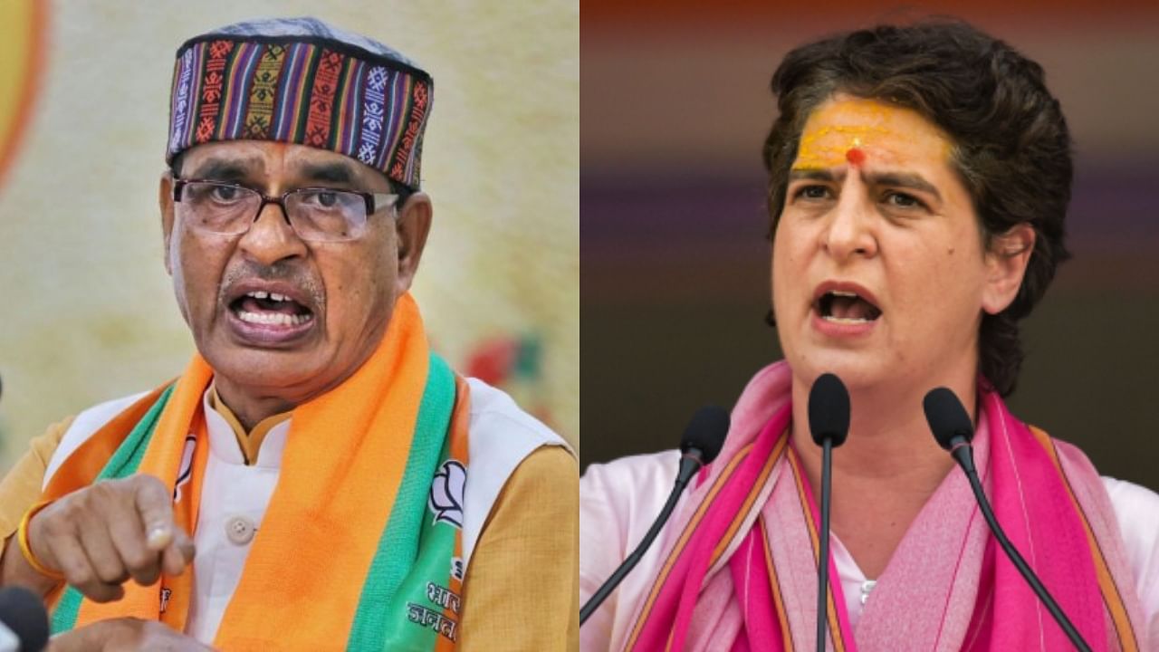 MP CM Shivraj Singh Chouhan(L) and Congress's Priyanka Gandhi. Credit: PTI File Photo