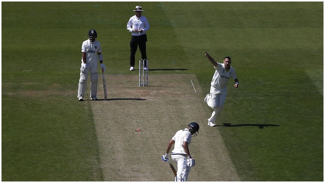 The Oval, London, Britain - June 8, 2023 Australia's Scott Boland celebrates the wicket of India's Shubman Gill. Credit: Reuters Photo