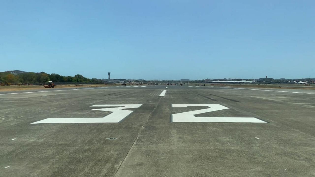 The recarpeted stretch of the secondary runway at Mumbai's CSMIA. credit: Special Arrangement