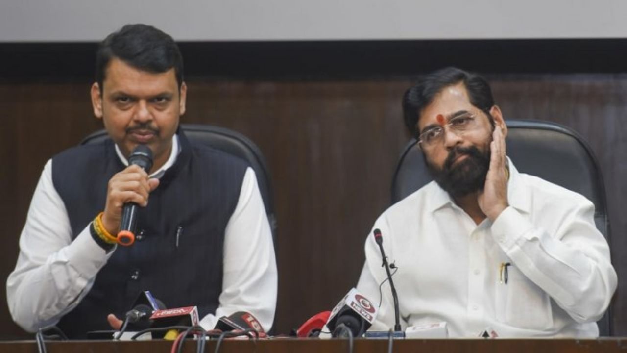 Maharashtra CM Eknath Shinde and state Deputy CM Devendra Fadnavis. Credit: PTI File Photo