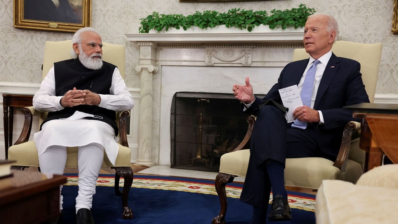 US President Joe Biden with Indian PM Narendra Modi. Credit: Reuters File Photo