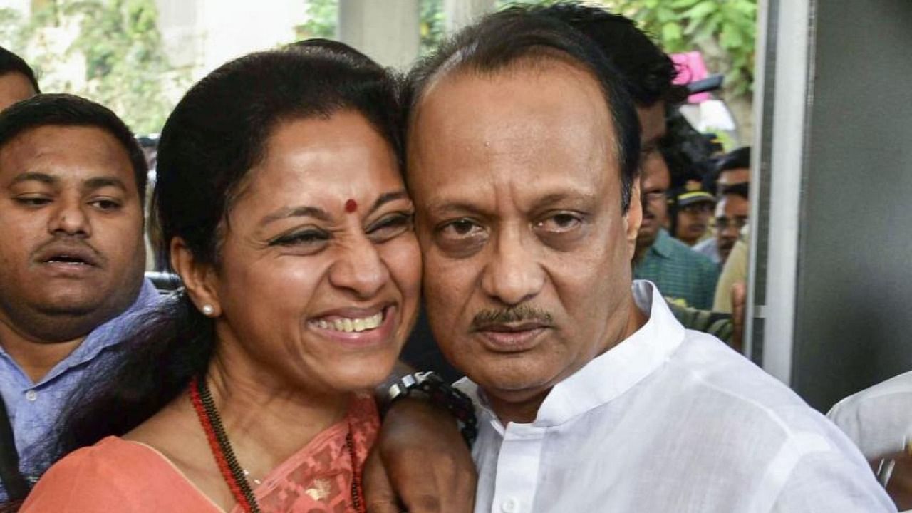 NCP leaders Supriya Sule and Ajit Pawar. Credit: PTI Photo