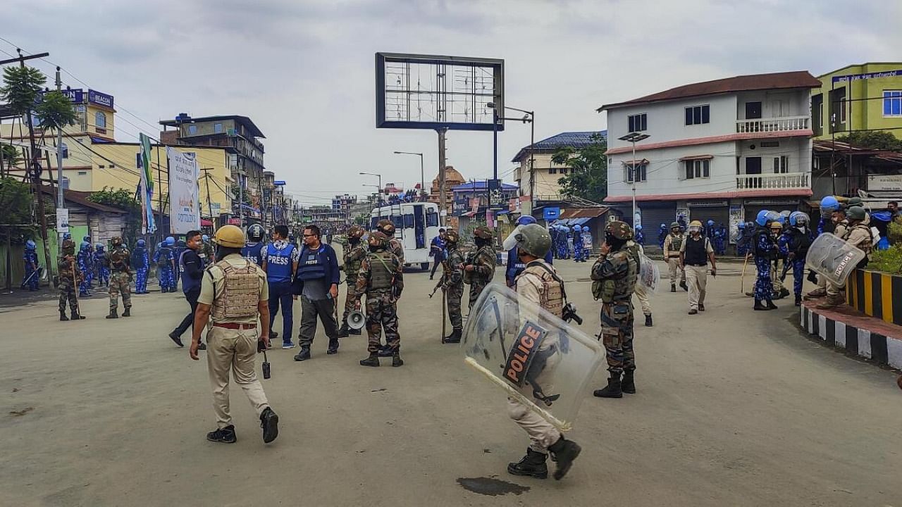 Protest in Imphal. Credit: PTI Photo