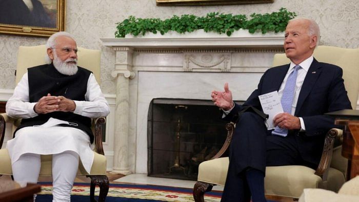 Prime Minister Narendra Modi with US President Joe Biden. Credit: Reuters File Photo