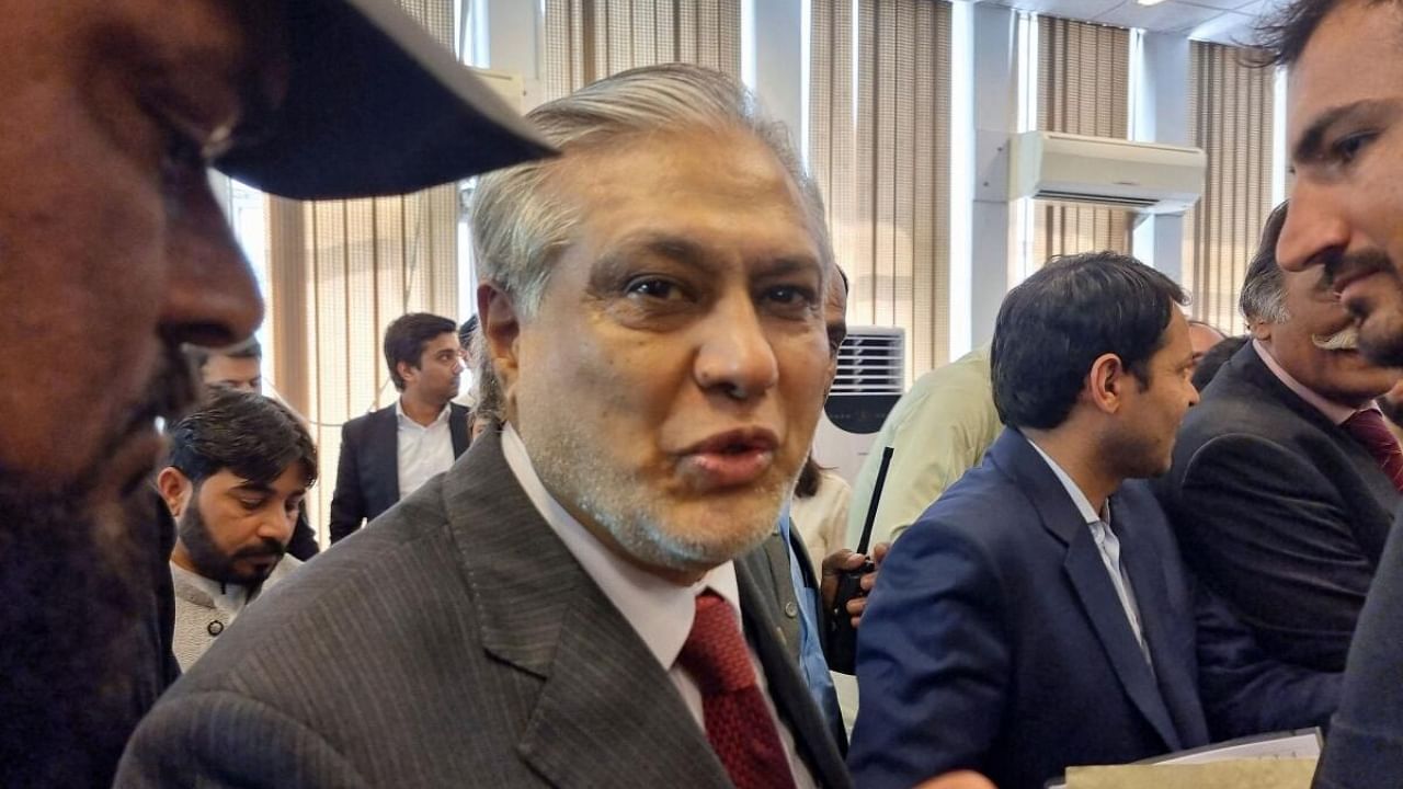 Pakistan's Finance Minister Ishaq Dar leaves after a post-budget press briefing for the 2023/24, in Islamabad, Pakistan. Credit: Reuters File Photo