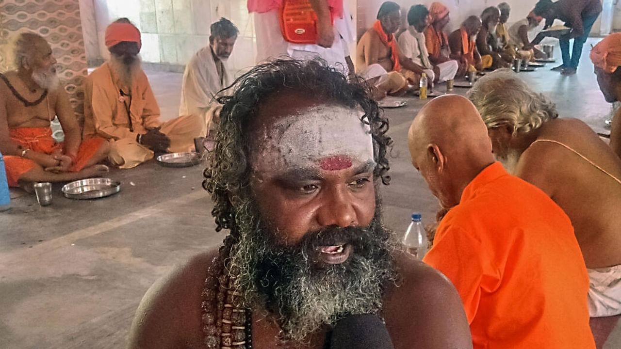 Sadhus at the base camp for Amarnath Yatra. Credit: PTI Photo