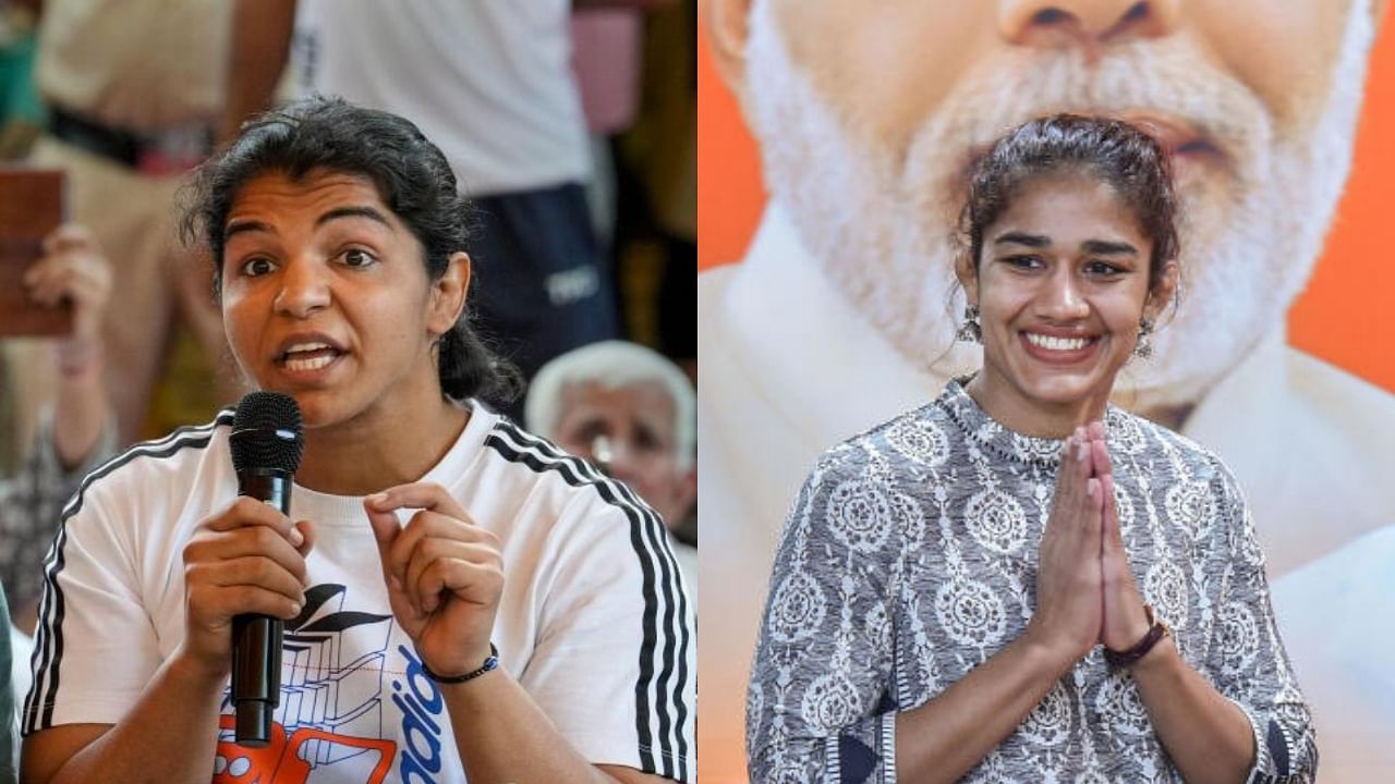 Sakshi Malik (left) and Babita Phogat (right). Credit: PTI Photos