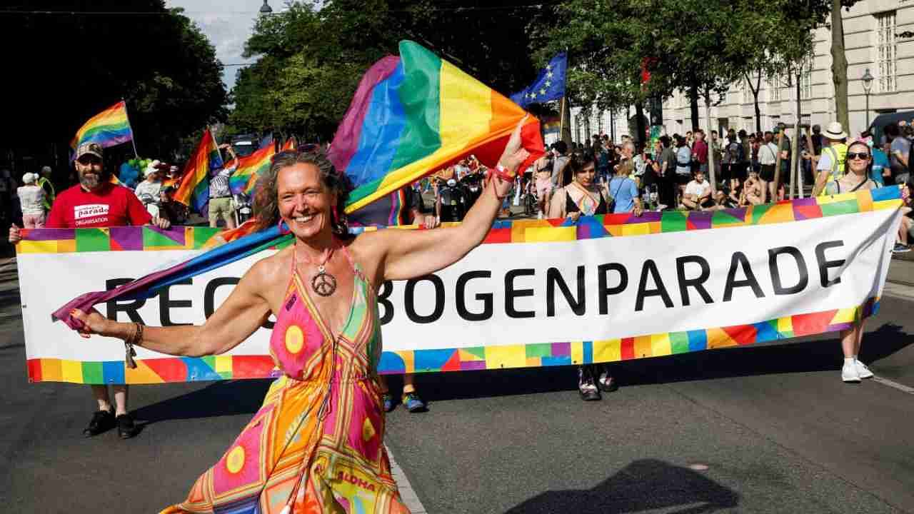 People attend a march to celebrate LGBTQ+ rights at the annual pride parade in Vienna, Austria, June 17, 2023. Credit: Reuters Photo