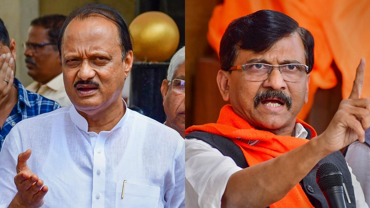 <div class="paragraphs"><p>NCP leader Ajit Pawar (L) and Shiv Sena (UBT) spokesperson Sanjay Raut. </p></div>