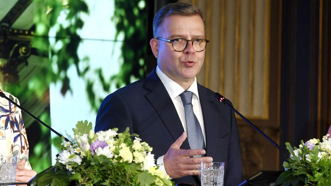 National Coalition Party chair, PM-designate Petteri Orpo attends a press conferance where the four-party cabinet released the details of the governing agenda, in Helsinki, Finland, June 16, 2023. Lehtikuva/Kimmo Penttinen/via Reuters Photo