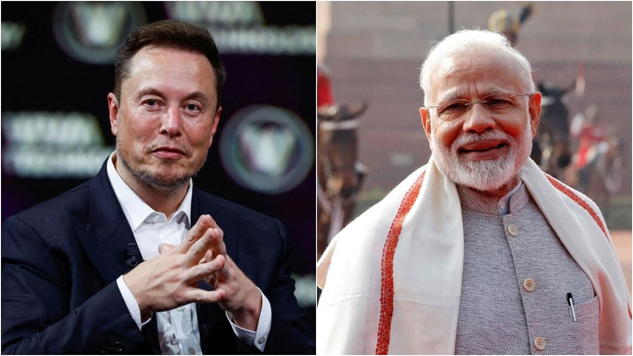 Tesla Chief Executive Elon Musk and Prime Minister Narendra Modi. Credit: Reuters Photos