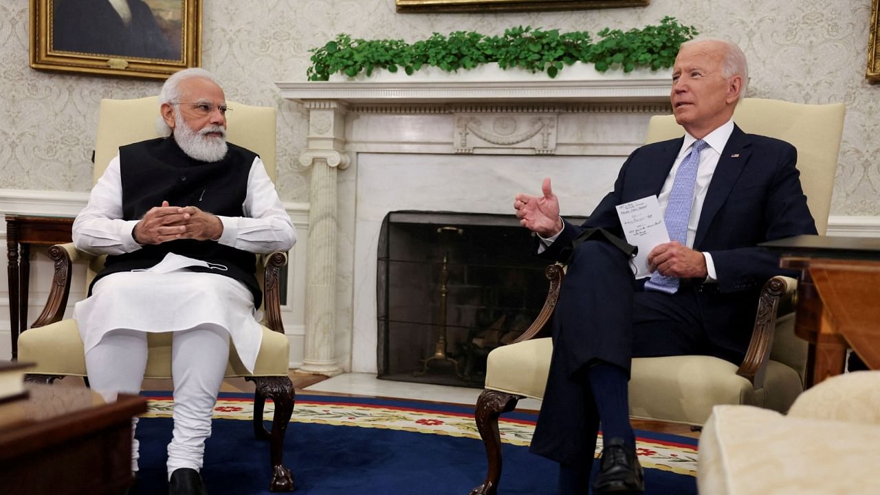 PM Modi and US President Joe Biden at the Oval Office, September 24, 2021. Credit: Reuters File Photo