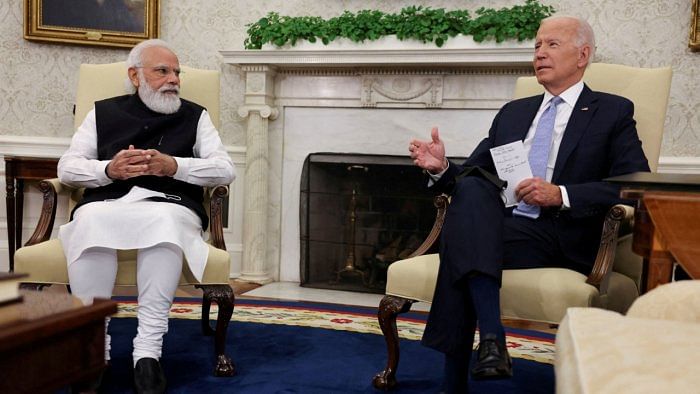 US President Joe Biden with Prime Minister Narendra Modi. Credit: Reuters Photo