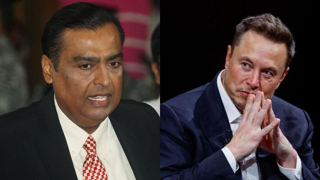 Mukesh Ambani (left) and Elon Musk (right). Credit: Reuters Photos