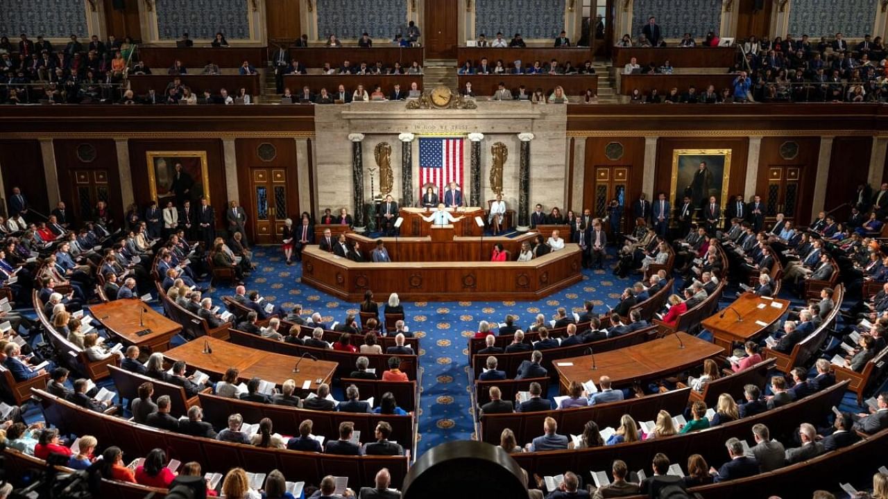 Prime Minister Narendra Modi addresses a joint meeting of Congress, at the Capitol in Washington. Credit: PTI Photo