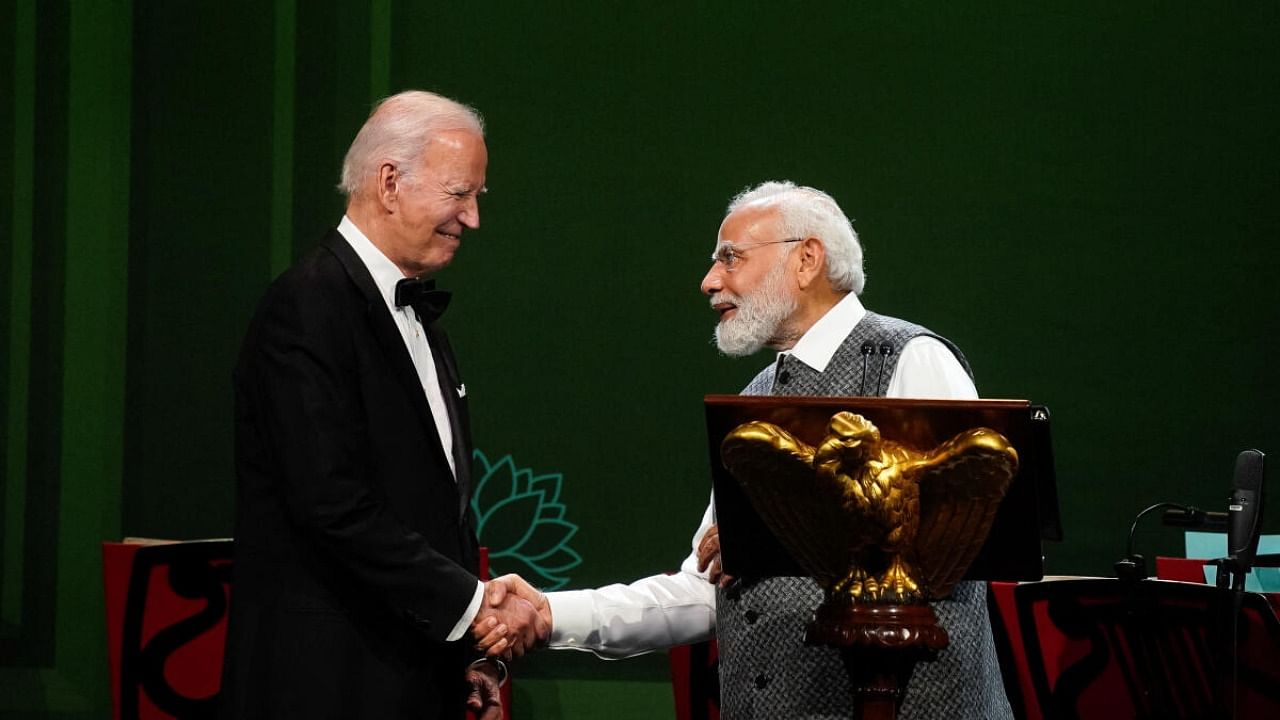 U.S. President Joe Biden hosts an official state dinner for India's Prime Minister Narendra Modi at the White House. Credit: Reuters Photo