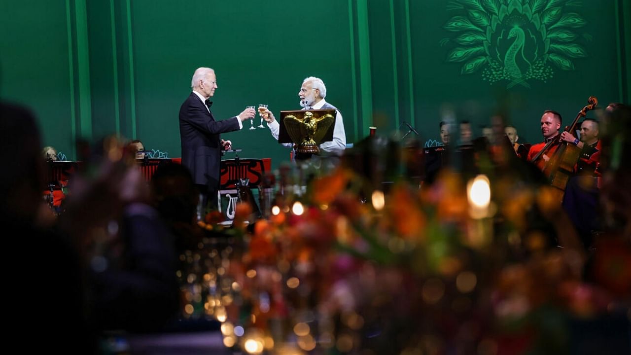Prime Minister Narendra Modi at the State dinner hosted by the President of USA Joe Biden, at White House in Washington, Friday, June 22, 2023. Credit: PTI Photo
