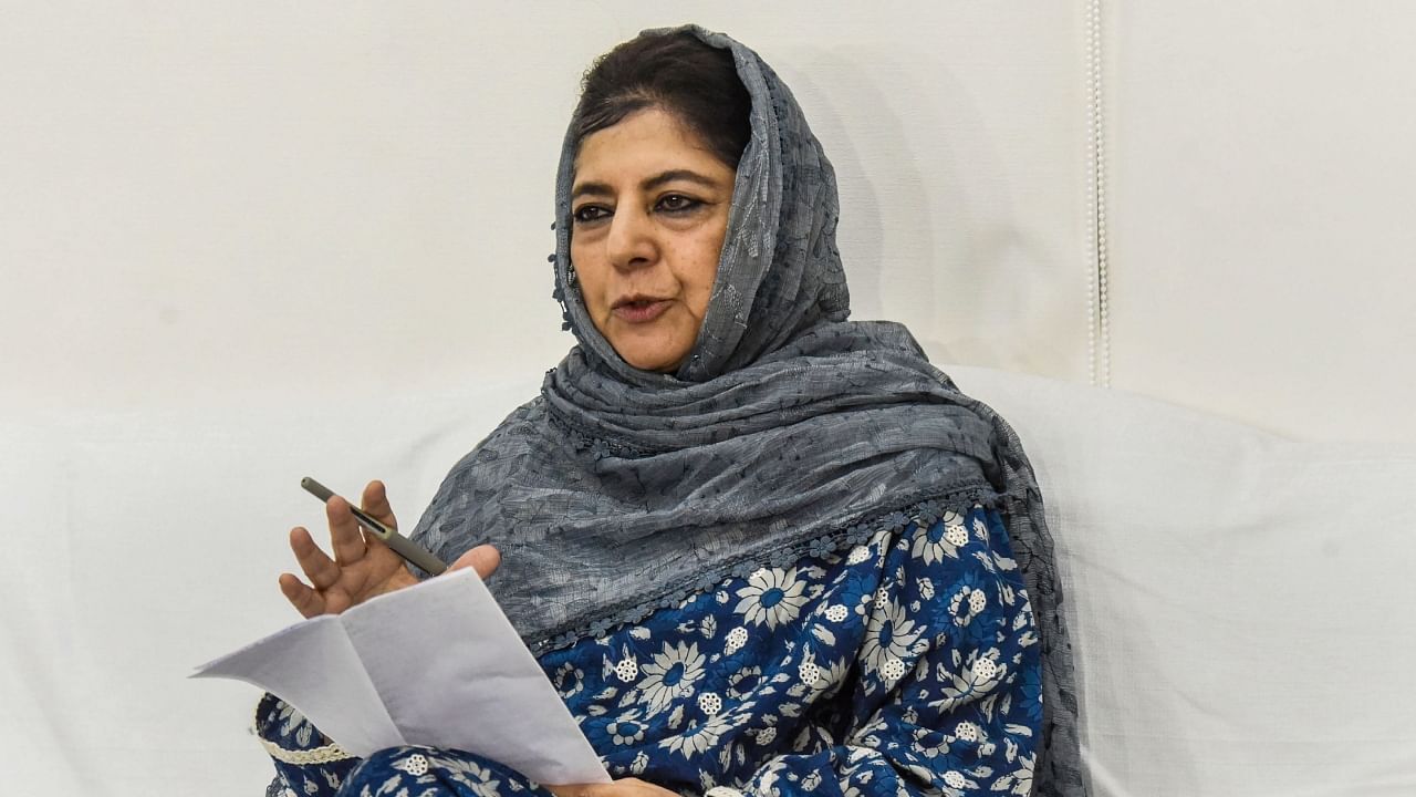 PDP President and former chief minister of J&K Mehbooba Mufti addresses a press conference, in Patna.