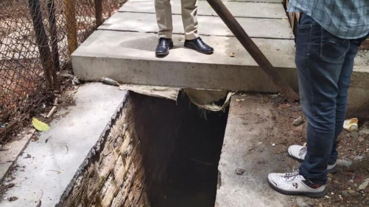 The 67-year-old man sustained severe head injuries after falling into this open drain in VV Puram. Credit: Special Arrangement