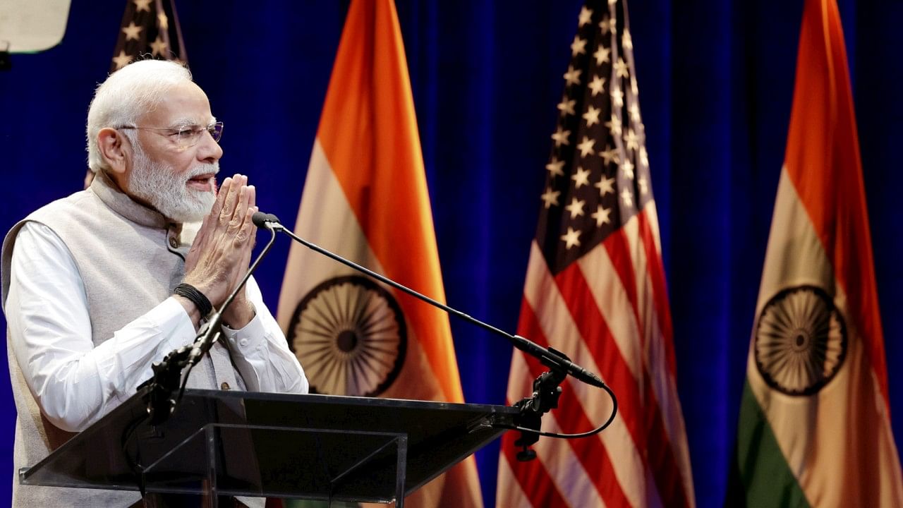 <div class="paragraphs"><p>Prime Minister Narendra Modi addresses the US-India Strategic Partnership Forum. </p></div>