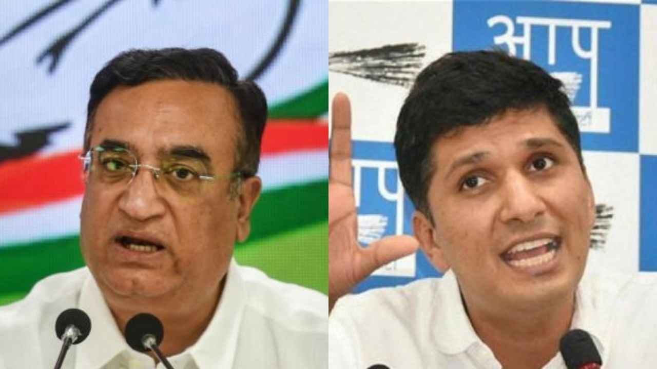 Congress' Ajay Maken and AAP's Saurabh Bharadwaj. Credit: PTI Photos