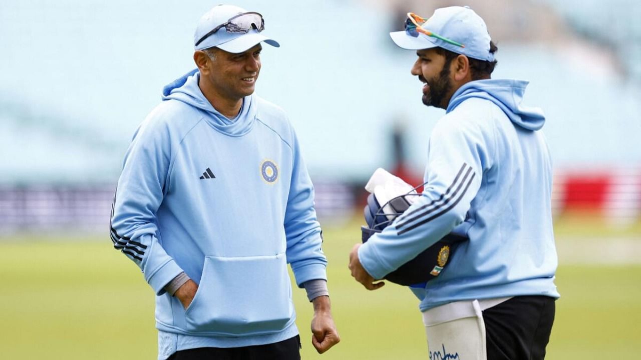 Head coach Rahul Dravid (left) and skipper Rohit Sharma haven't exactly got the results they would have liked to. Credit: Reuters Photo