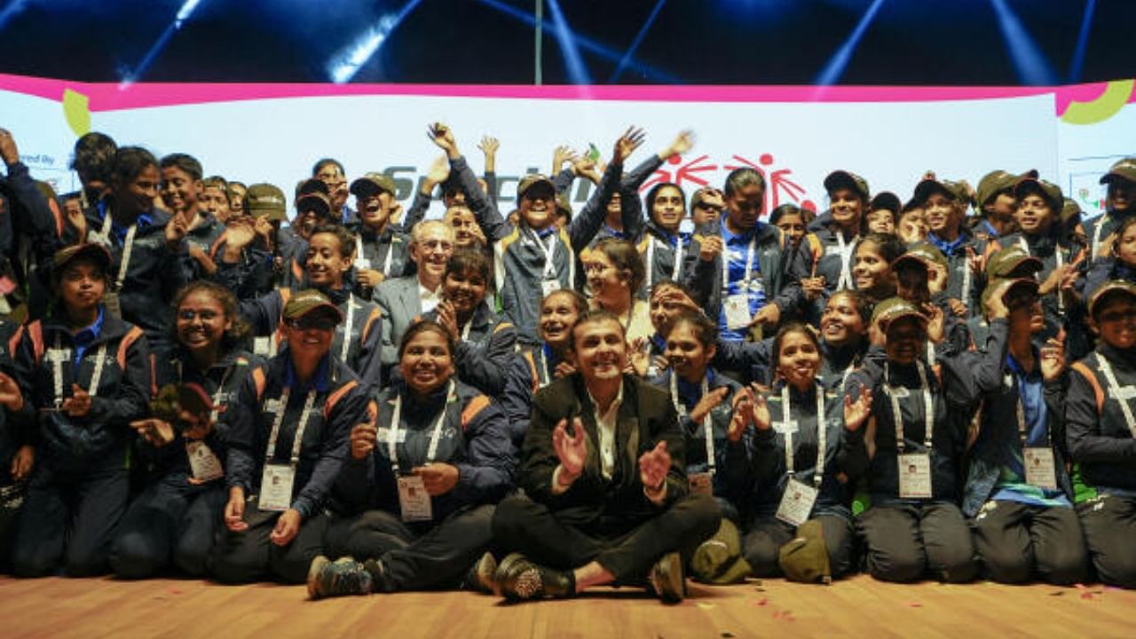 Indian team before heading to the Special Olympics. Credit: PTI Photo 