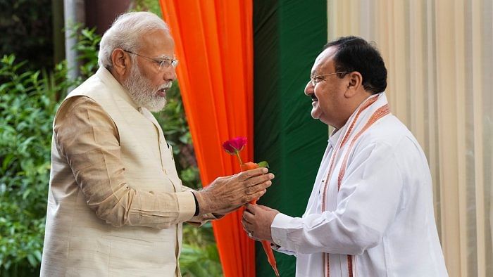 Prime Minister Narendra Modi and BJP president J P Nadda. Credit: PTI File Photo