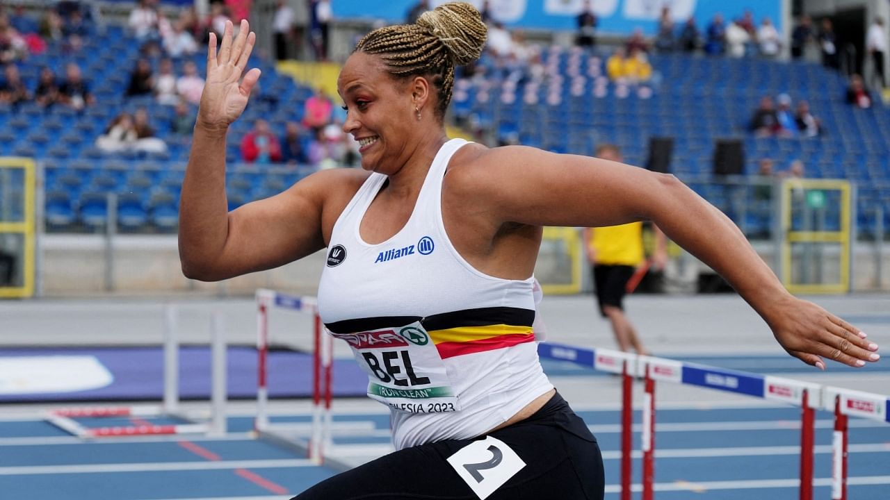 Belgium's Jolien Maliga Boumkwo in action during the Women's 100m Hurdles. Credit: Reuters Photo