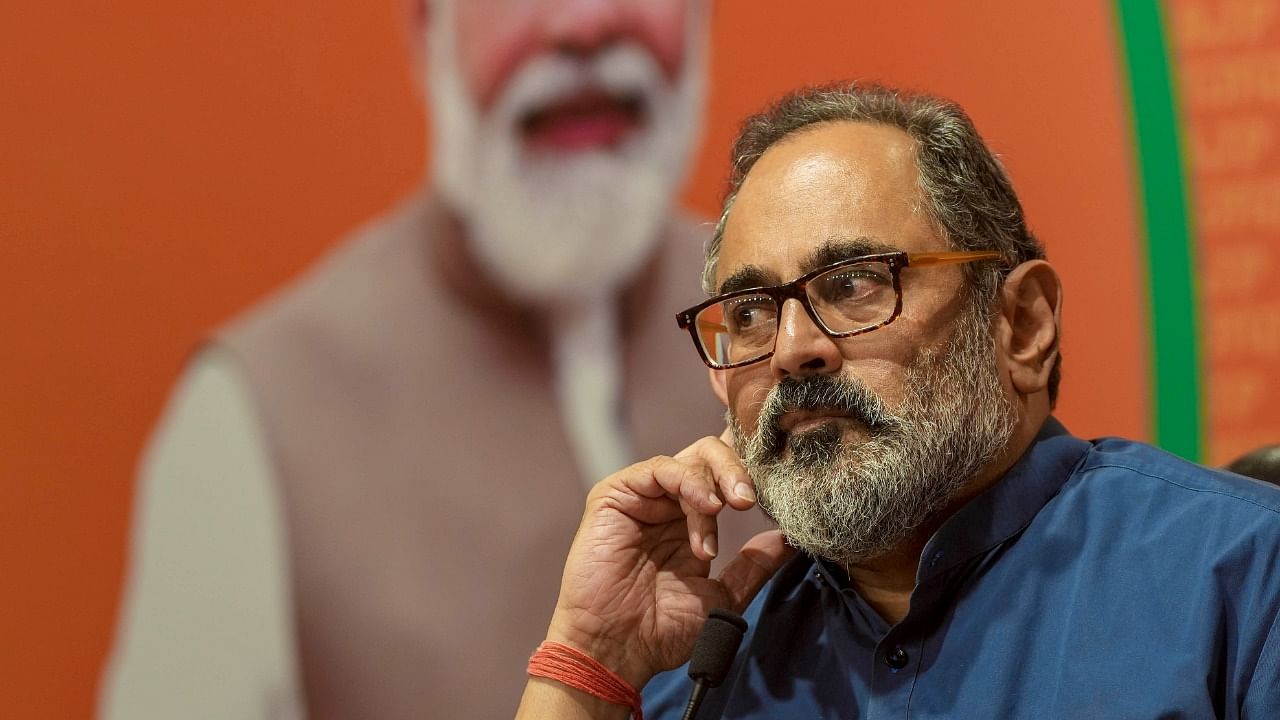  Union Minister of State for Electronics and Information Technology Rajeev Chandrasekhar. Credit: PTI Photo