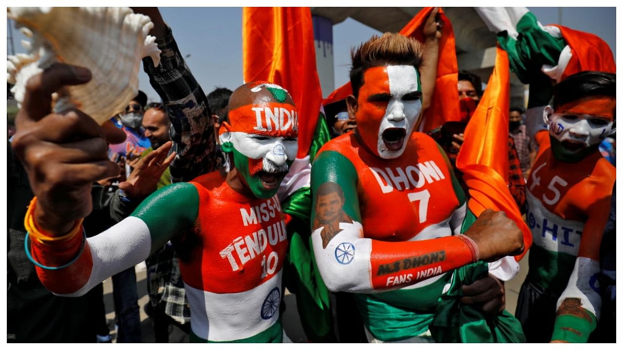 Indian fans at the Narendra Modi Stadium, previously known as Motera stadium. Credit: Reuters Photo
