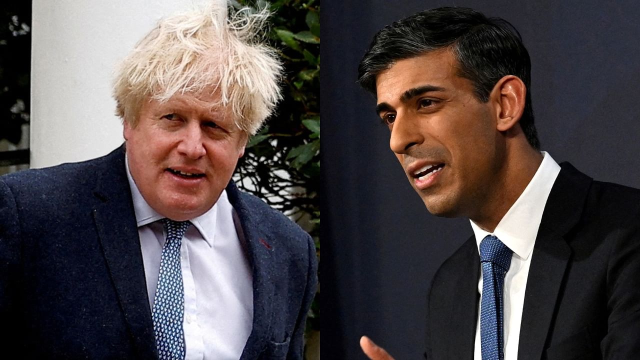 Boris Johnson (L) and Rishi Sunak. Credit: Reuters Photos