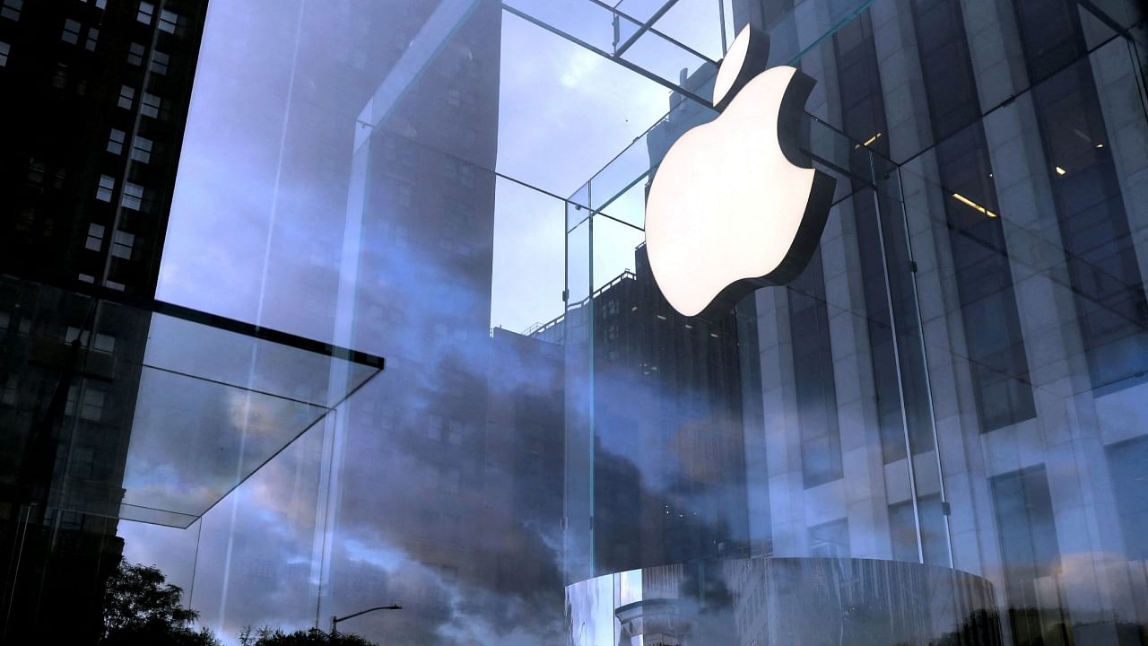 The Apple Inc. logo is seen hanging at the entrance to the Apple store on 5th Avenue in Manhattan, New York. Credit: Reuters File Photo