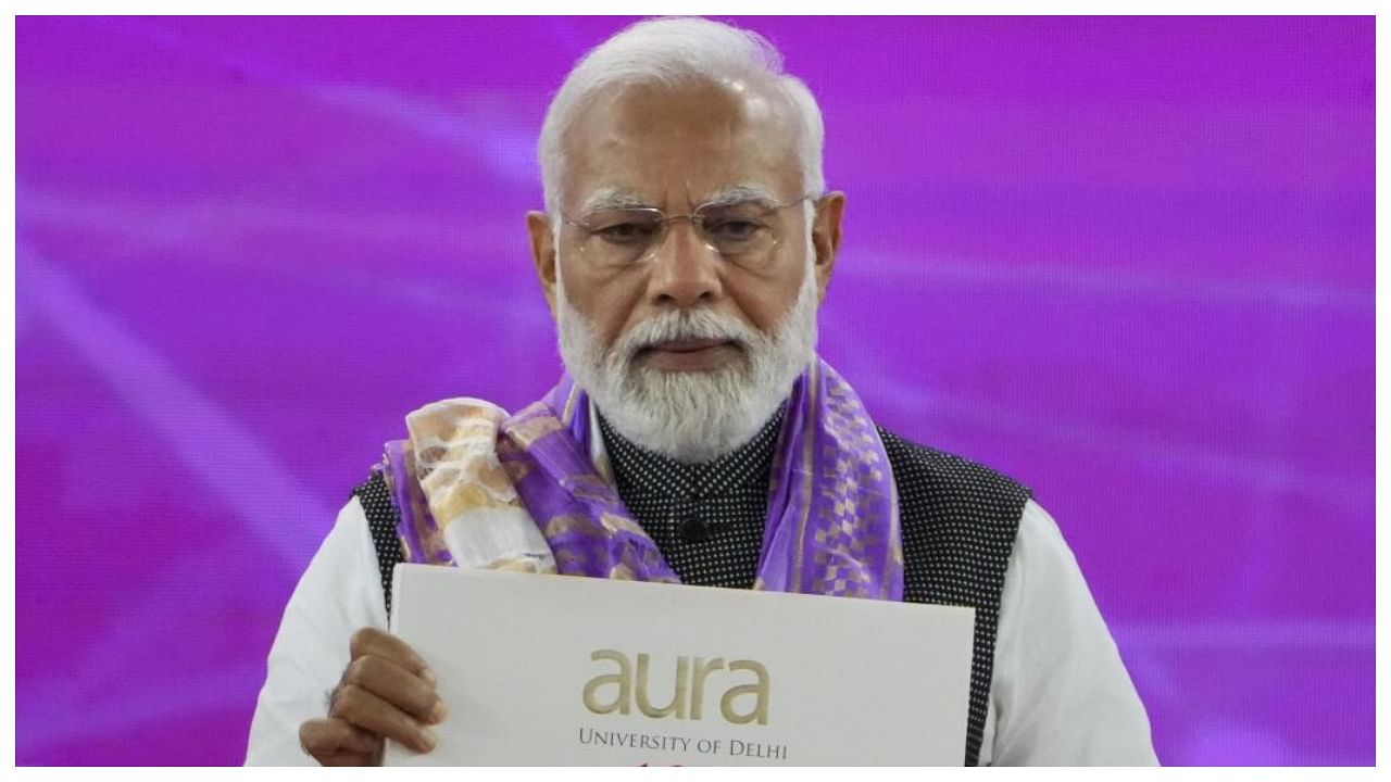 Prime Minister Narendra Modi releases a coffee-table book at the valedictory ceremony of the centenary celebrations of Delhi University, in New Delhi, Friday, June 30, 2023. Credit: PTI Photo