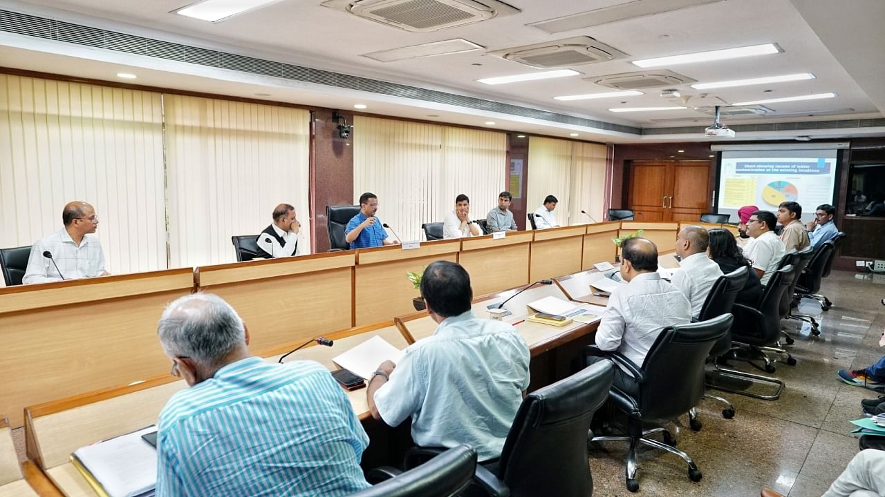 Delhi Chief Minister Arvind Kejriwal chairs a meeting with Delhi Jal Board (DJB) officials, June 30, 2023. Credit: Twitter/@ANI