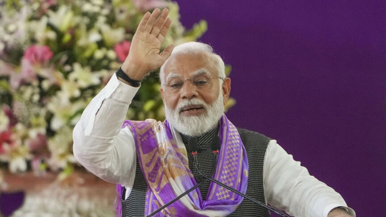 Prime Minister Narendra Modi addresses during the valedictory ceremony of the centenary celebrations of Delhi University, in New Delhi, Friday, June 30, 2023. Credit: PTI Photo