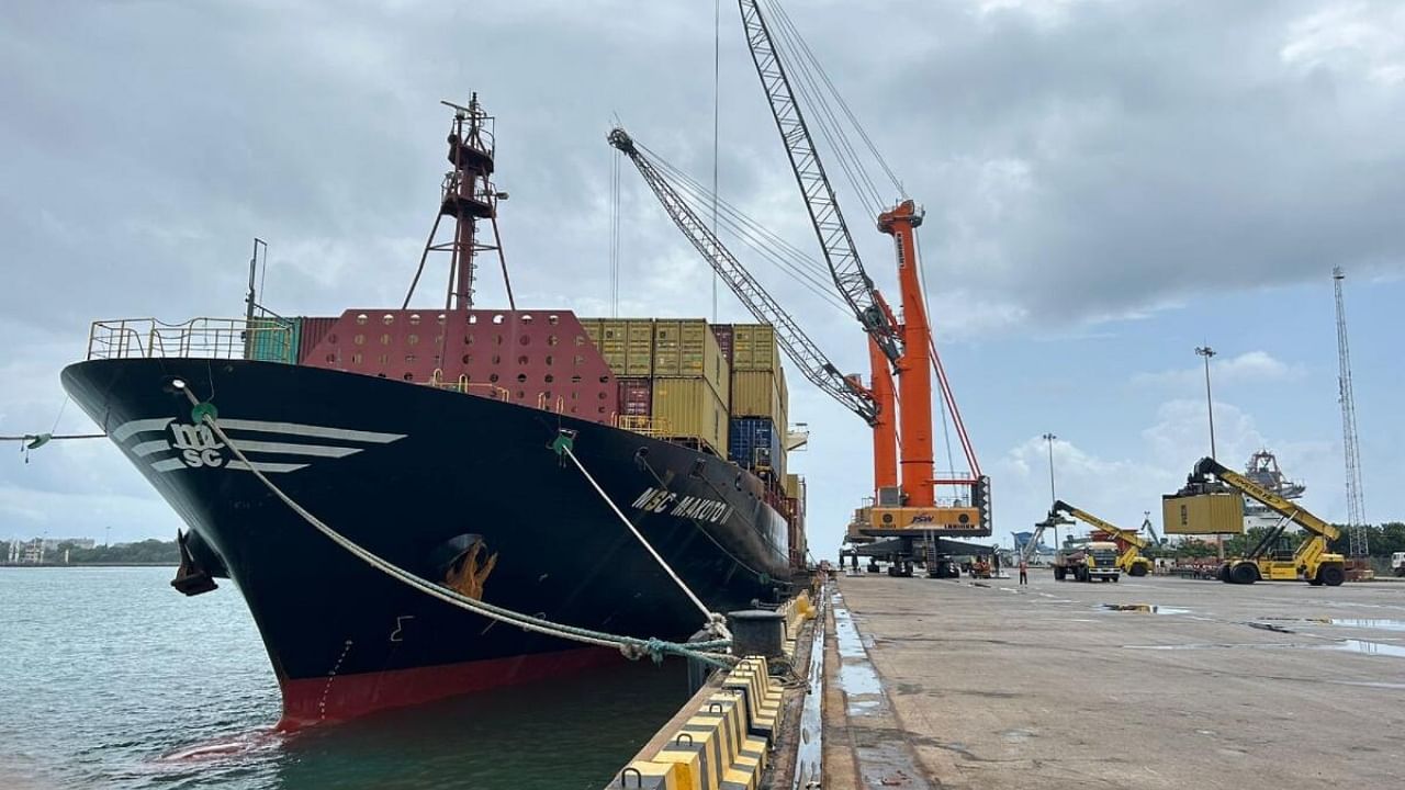 New Mangalore Port (NMP) achieved a milestone by handling highest ever container parcel size of 2689 TEUs at New Mangalore Port. Credit: DH Photo