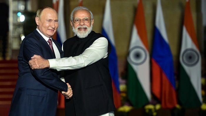 Russian President Vladimir Putin, Prime Minister Modi. Credit: PTI File Photo