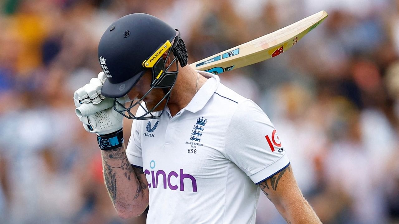 England's Ben Stokes walks after losing his wicket, caught by Australia's Alex Carey off the bowling of Josh Hazlewood. Credit: Action Images via Reuters Photo