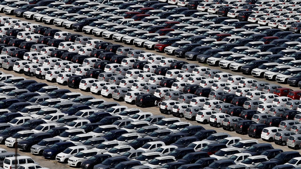 Cars are seen parked at Maruti Suzuki's plant at Manesar, in Haryana, August 11, 2019. Credit: Reuters Photo