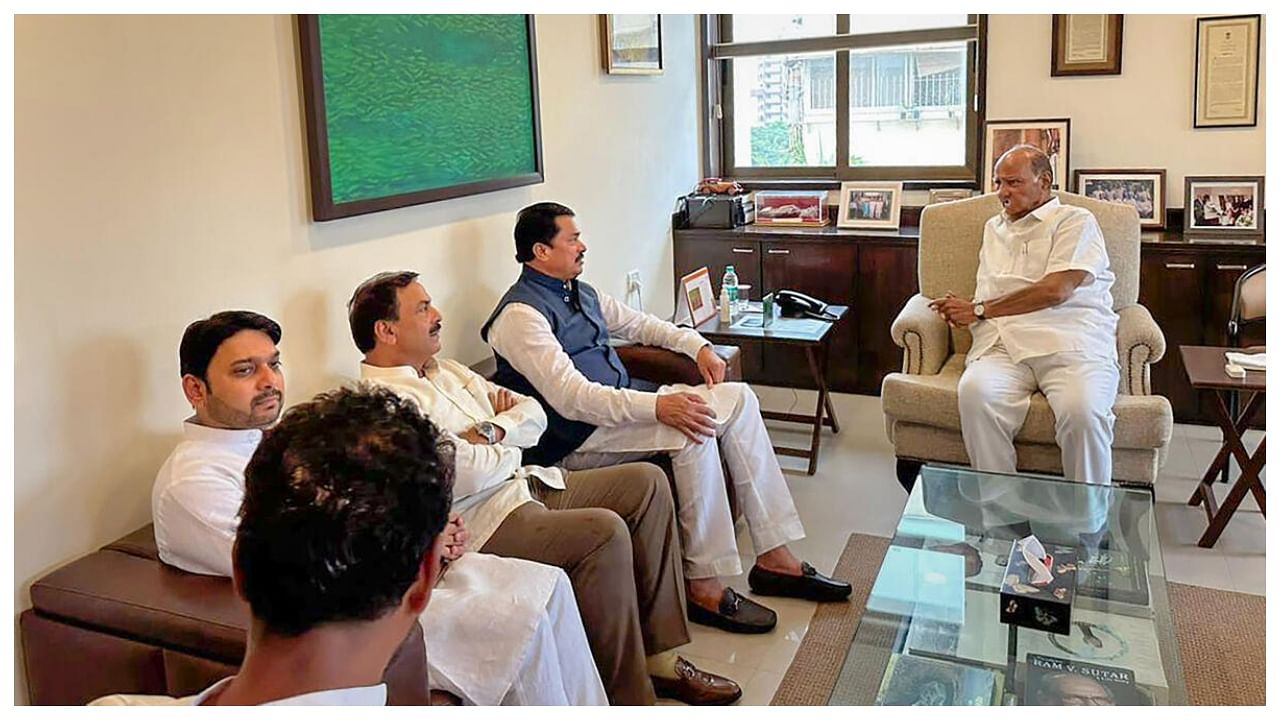 NCP chief Sharad Pawar in a meeting with Maharashtra Pradesh Congress Committee President Nana Patole and others, at YB Chavan Center in Mumbai, Tuesday, July 4, 2023. Credit: PTI Photo