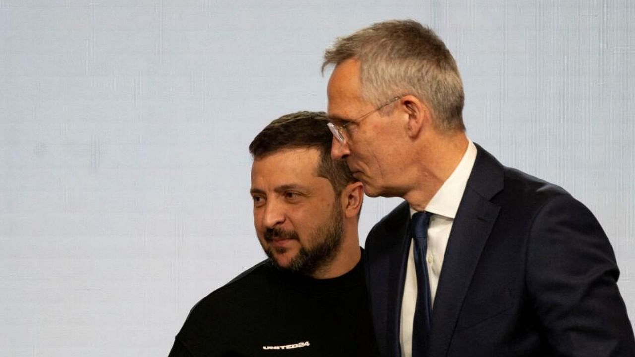 Ukraine's President Volodymyr Zelenskyy and NATO Secretary-General Jens Stoltenberg. Credit: Reuters File Photo